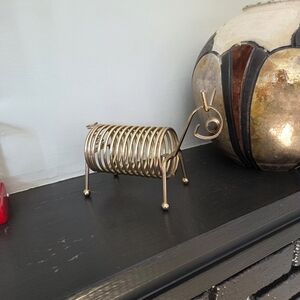 Vintage Brass Ram Letter Holder Desk Organiser